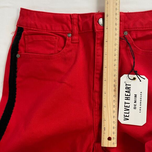 NWT Velvet Heart Francescas Hallie Red Black Velvet Racer‎ Stripe Jeans Size 27 - Picture 11 of 16